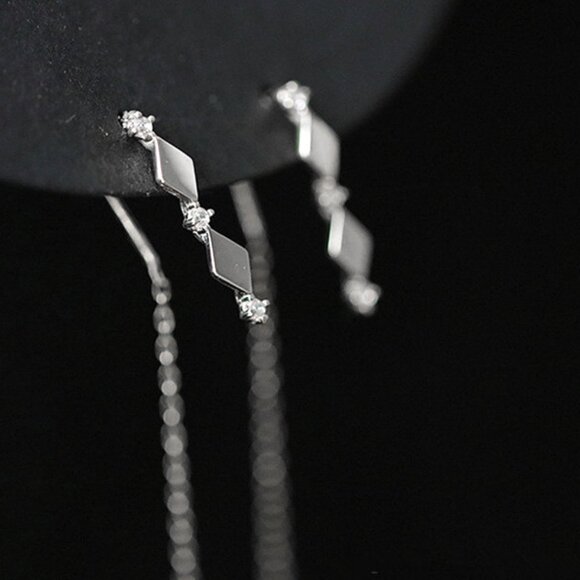 Jewelry - 💎Unique 925 Silver Plated chain Long Tassel Stud Earrings, GPMB1550